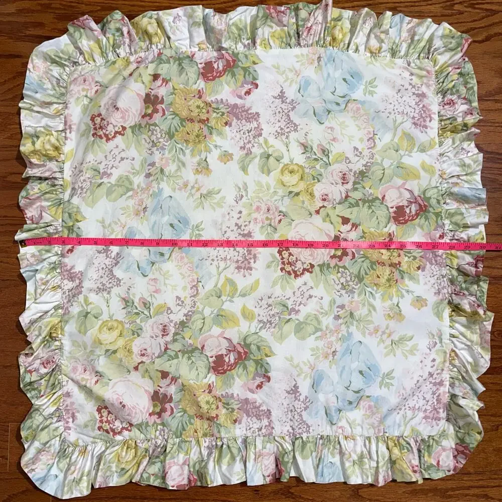 Lauren Ralph Lauren Shelter Island Floral Ruffle Trim Cotton Euro Sham (1)